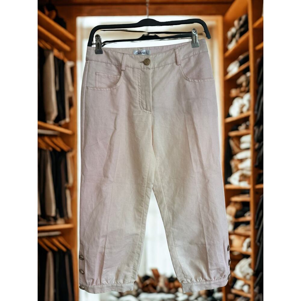 Chanel Light Pink/Ivory Capri Pants/ Gold CC Buttons